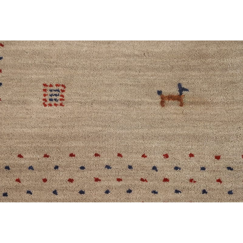 Little Animals Tribal Gabbeh Indian Foyer Rug Hand-Knotted Wool Carpet - 3'11"x 5'10"