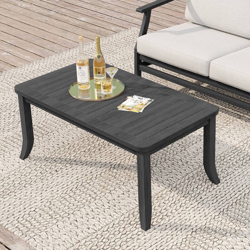 Outdoor Teak Wood Table for Patio and Garden - Dark Wood-Coffee Table