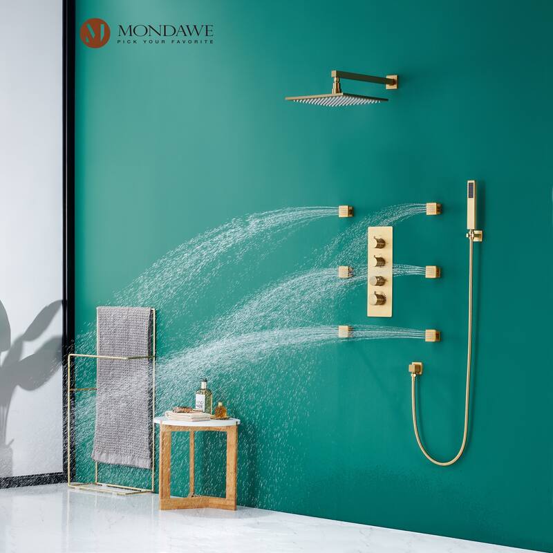3 Functions Thermostatic LED Light Wall Mounted Shower System
