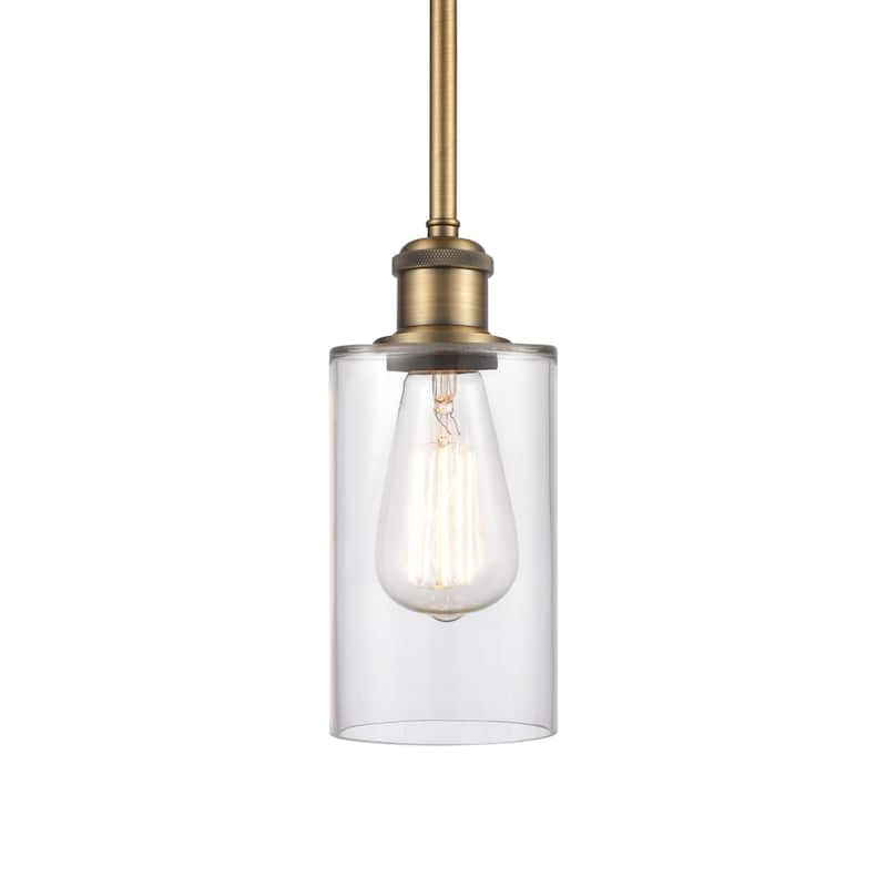 Innovations Lighting 516-1S-10-4 Clymer Pendant Clymer 4" Wide Mini - Clear / Brushed Brass