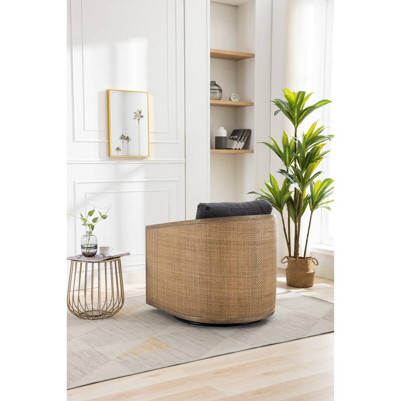 360 Degree Swivel Upholstered Accent Barrel Arm Chair
