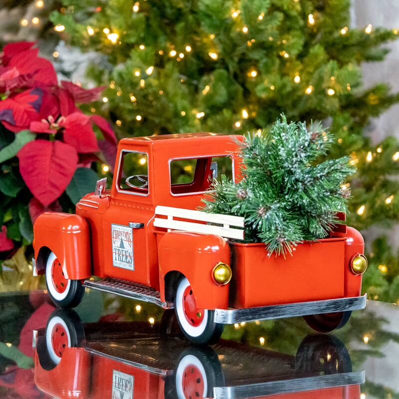 Red Metal Truck Decoration 18" - 18"x8.75"x9"