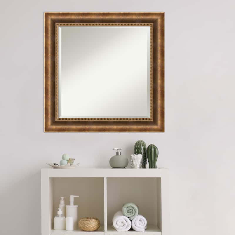 Beveled Wood Bathroom Wall Mirror - Manhattan Bronze Frame