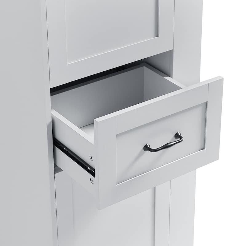 Modern Bath Storage Cabinet,Tilt Out Compartment,Adjustable Shelf 80LB