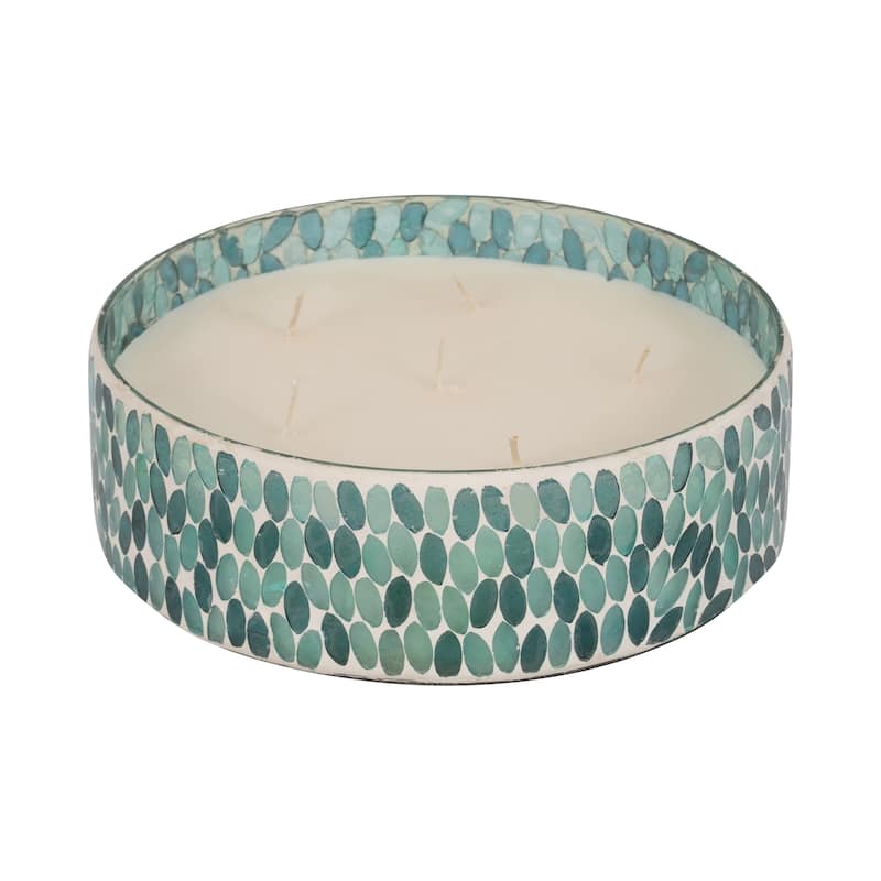 Sagebrook Home Glass, 8" 49 Oz Crackled Bowl Scented Candle, 3"H - 8" x 8" x 3"