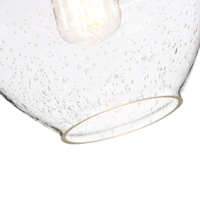 Luna Antique Black Finish Clear Bubble Glass Pendant Chandelier