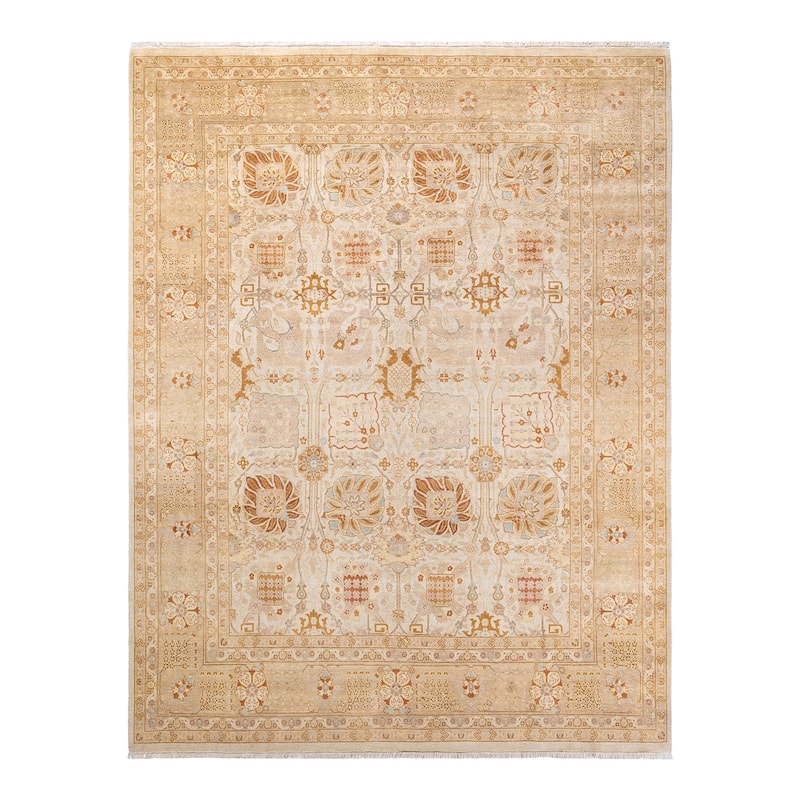 Overton Hand Knotted Wool Vintage Inspired Modern Contemporary Eclectic Ivory Area Rug - 10' 4" X 8' 0"