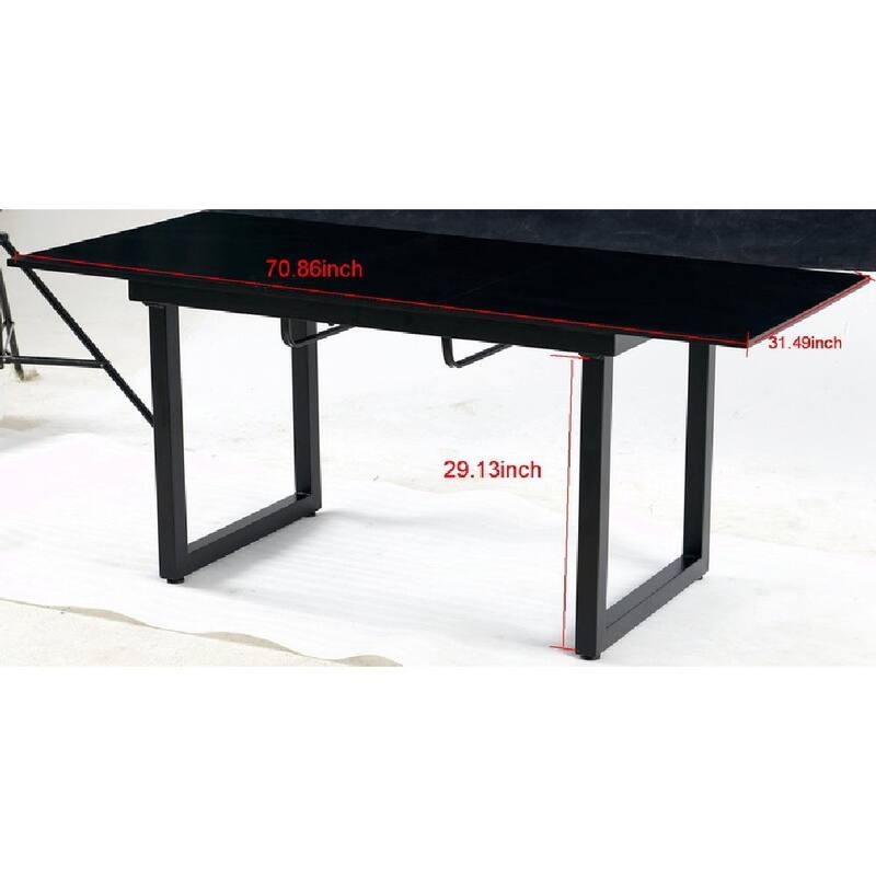 Square Extendable Dining Table with Metal Legs - Modern Space-Saving Kitchen Table