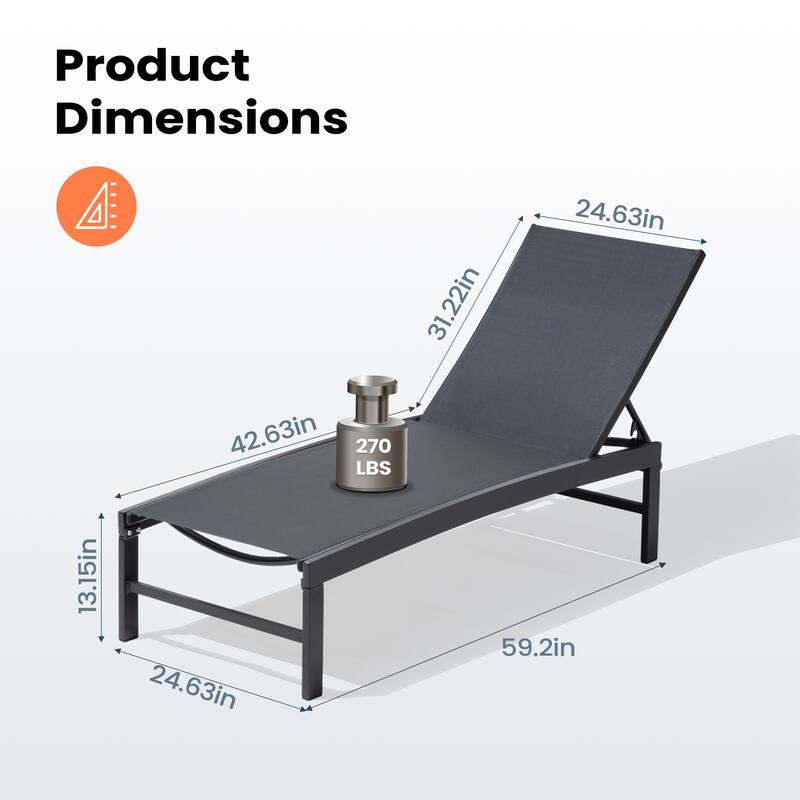 2PC Outdoor Patio Adjustable Chaise Lounge Chairs