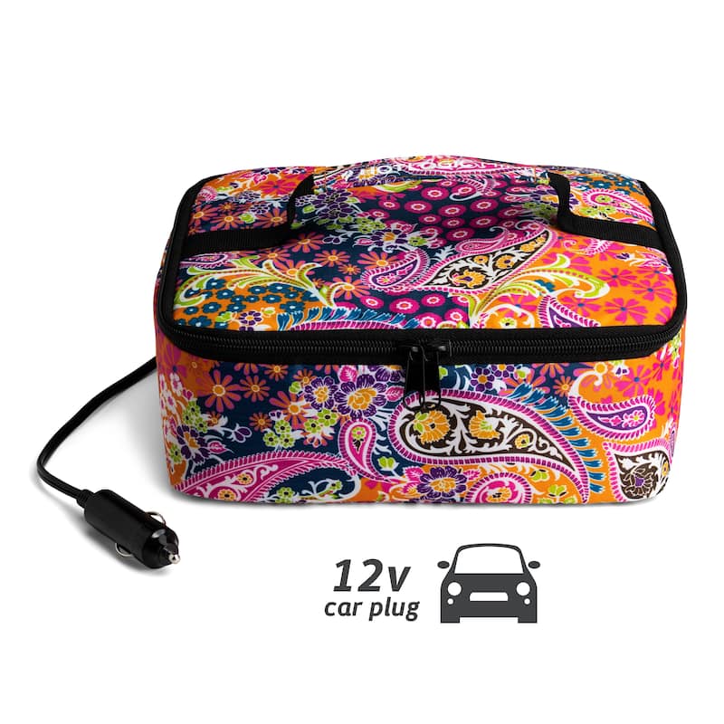 HOTLOGIC Portable Personal 12V Mini Oven, Aqua Floral