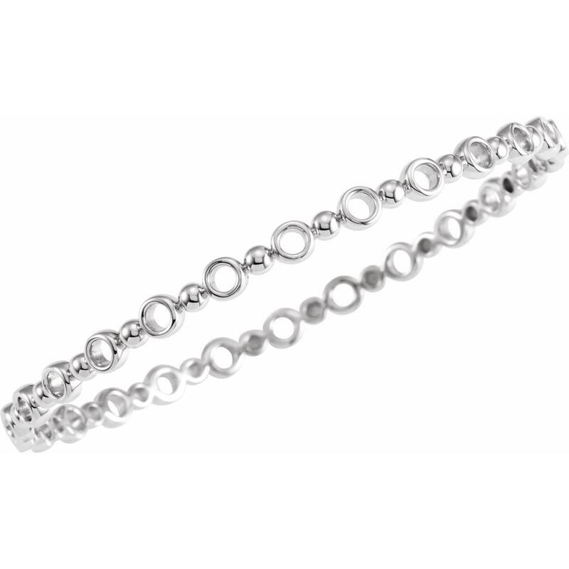 Curata 925 Sterling Silver 7" 4.4 mm Geometric Bangle Bracelet