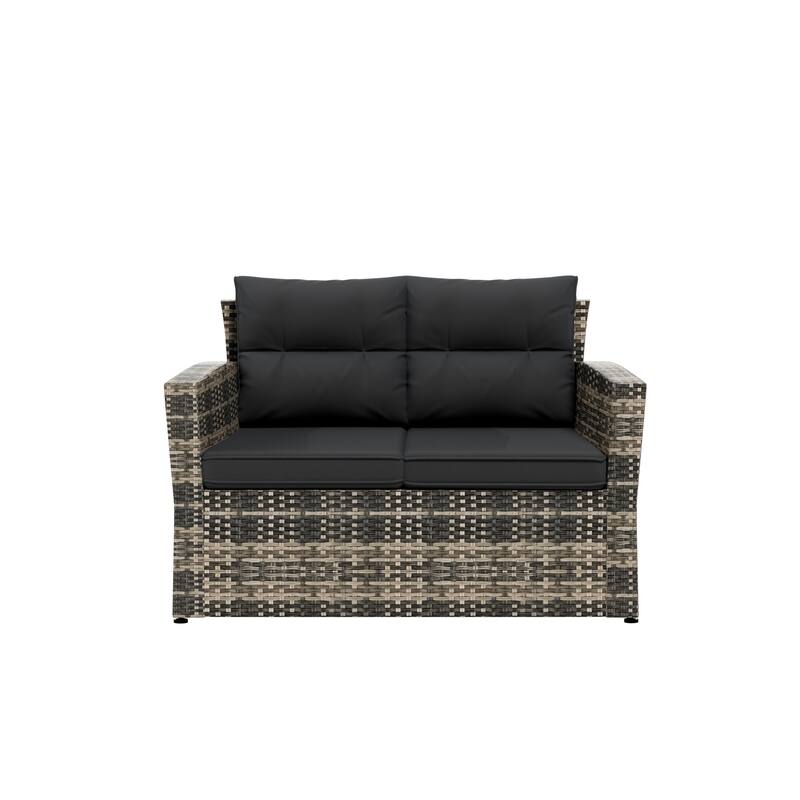Cruz 4-Piece Outdoor Wicker Cushioned Patio Set and Storage Table