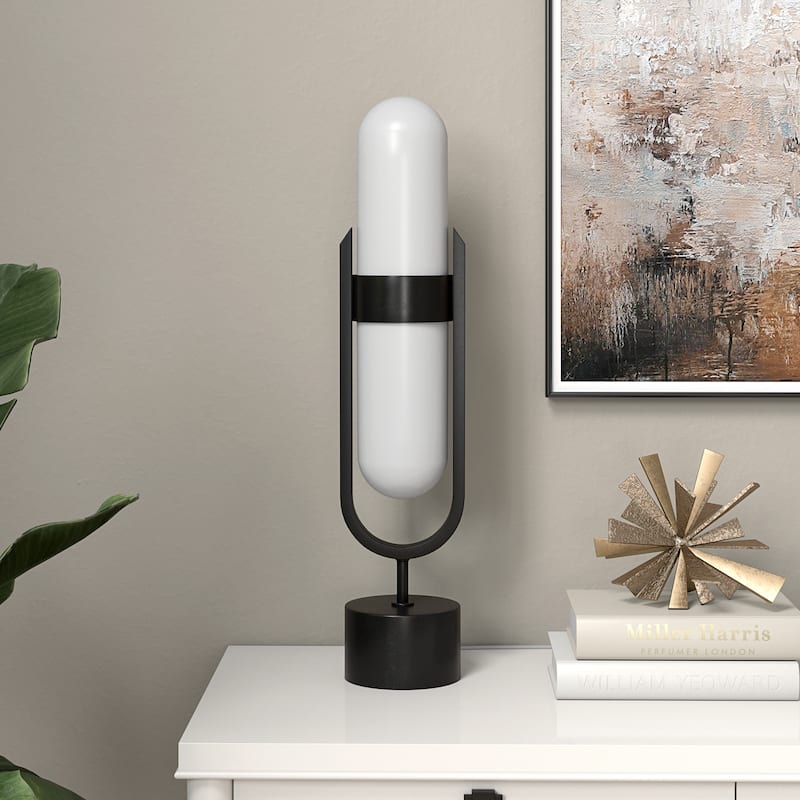 Blair Pill-Shaped Table Lamp with Milk Glass Shade - 25" Tall