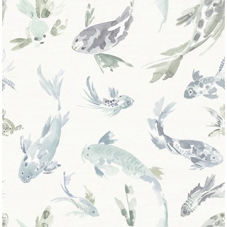 A-Street Prints Koi Seafoam Fish Wallpaper
