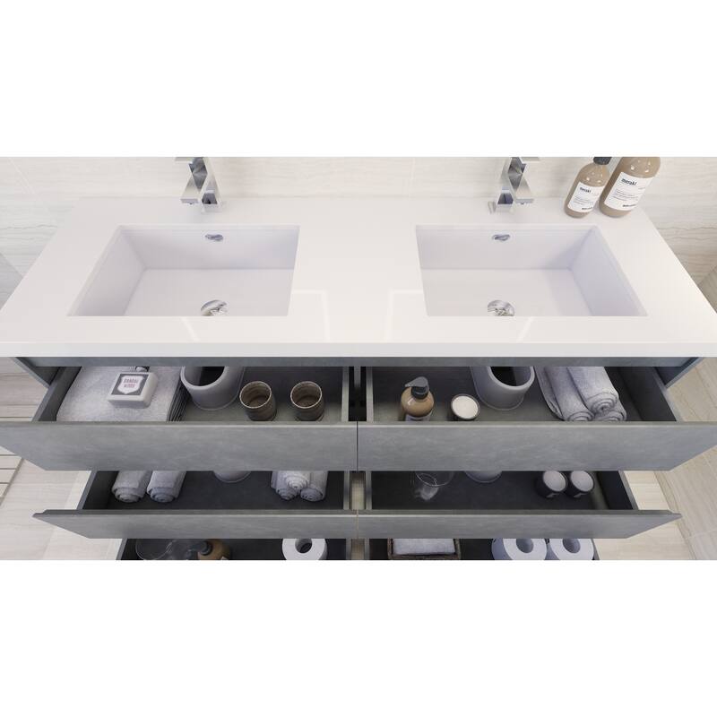 Aron 60'' Freestanding Vanity with Double Reinforced Acrylic Sink