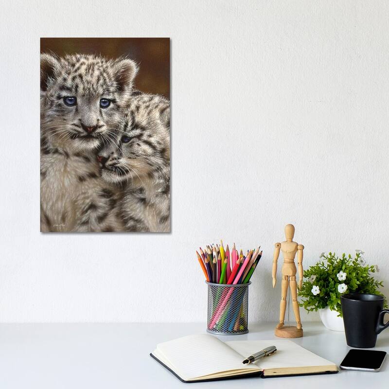 iCanvas "Snow leopard Cub Playmates, Vertical" by Collin Bogle Canvas Print - 12x8x0.75