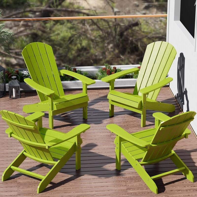 WINSOON All Weather HIPS Outdoor Plastic Adirondack Chairs Set of 4 - Kelly Green