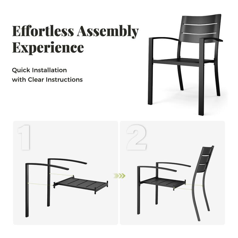 MAISON ARTS 6-Piece Outdoor Dining Set with 10ft 3 Tier Auto-tilt Umbrella, Metal Square Table & 4 Stackable Chairs