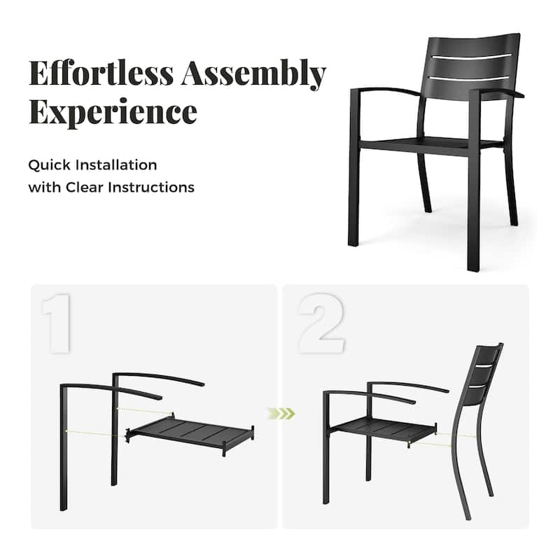 MAISON ARTS 9 Pieces Outdoor Patio Dining Set for 8, Metal Steel Table with Umbrella Hole & Stackable Chairs