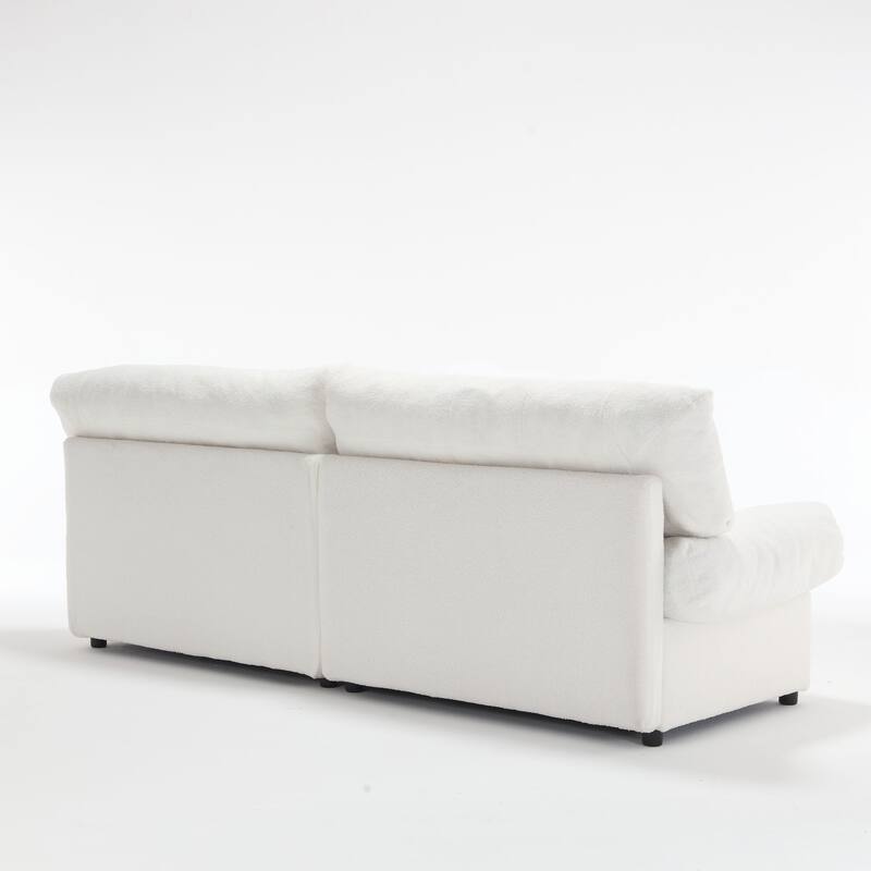 White 96.46'' 2-Seater Fabric Sofa with Cloud-Inspired Design, Plush Cushions, and Sturdy Plastic Feet
