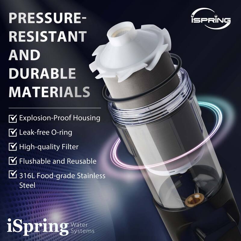iSpring WSP500ARJBP SpinDown Sediment Water Filter with Bypass, Jumbo