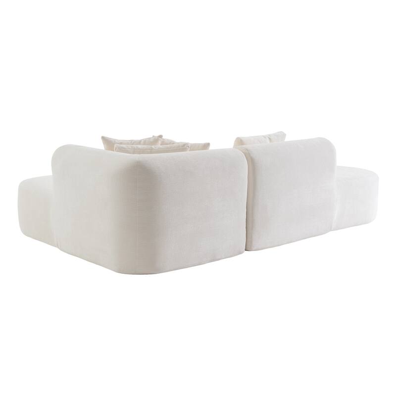 Curved Sectional Sofa with L-Shaped Chaise Lounge, Chenille Upholstered Cloud Sofa, 4 Seater Floor Sofa with 4 Pillows