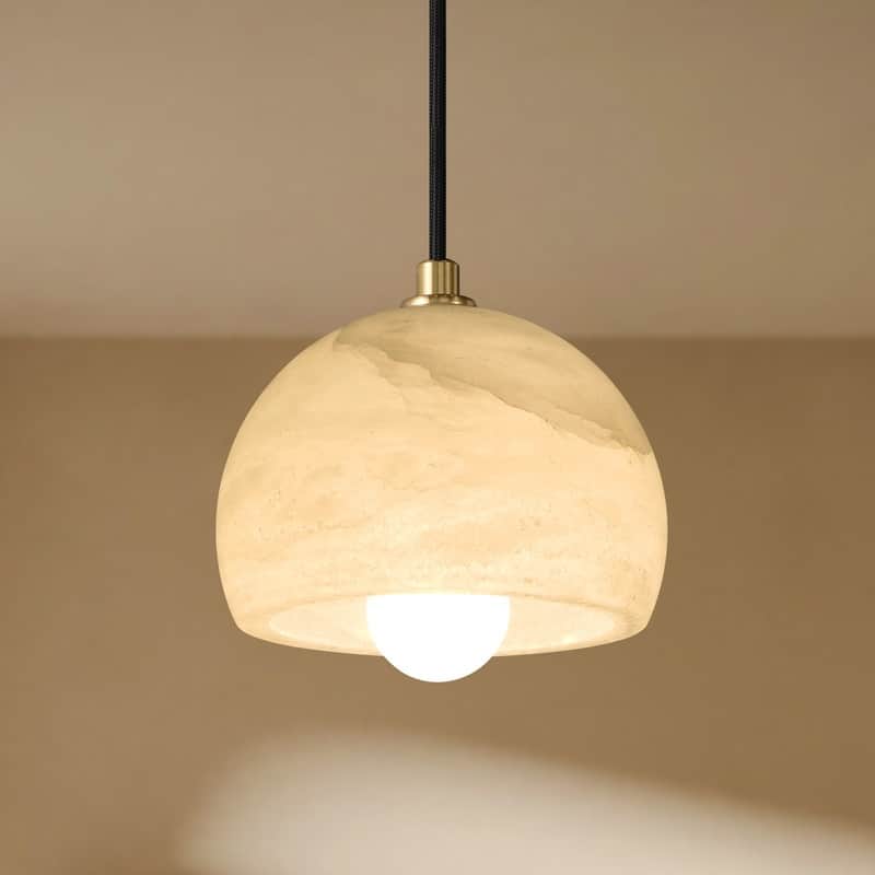 Alabaster Pendant Light for 7.9" Spanish Marble Shade Hanging Light Fixture
