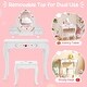 preview thumbnail 7 of 8, Gymax Kid Vanity Table Stool Set Dual-use Rotatable Mirror Whiteboard