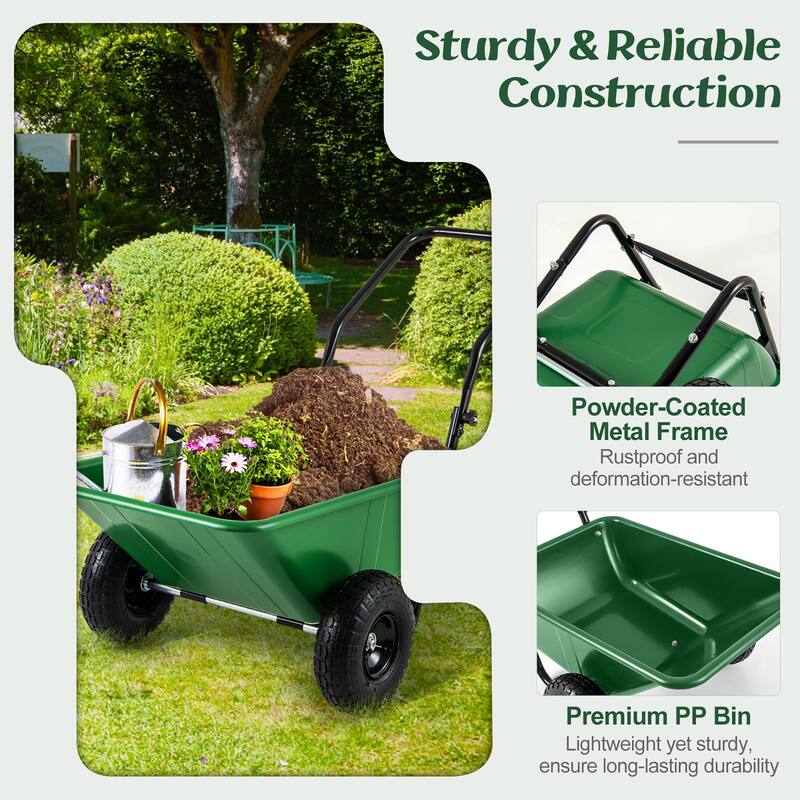 Gymax Dual-Wheel Wheelbarrow w/ Pneumatic Tires 330 LBS Load Capacity