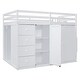 preview thumbnail 30 of 38, Full Size Wood Loft Bed With Wardrobes, Cabinets and Drawers, Gray