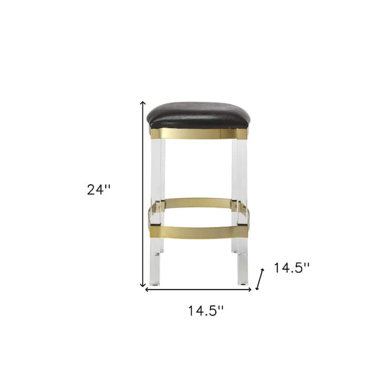 Steel Backless Counter Height Bar Stool with Acrylic Frame and Footrest - 14.5” x 14.5” x 24” (D x W x H)