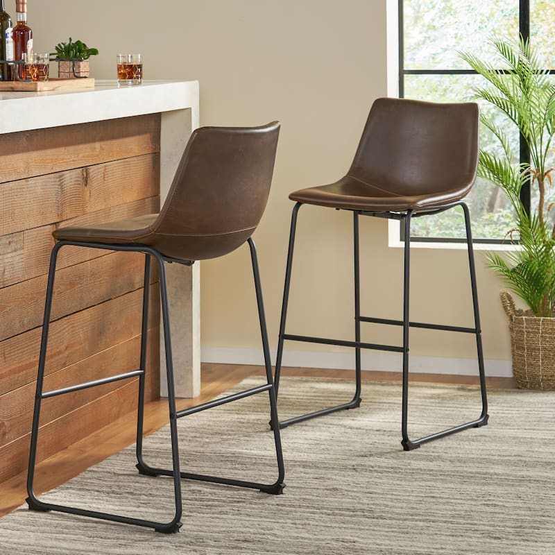 Cedric Faux Leather Barstools (Set of 2) by Christopher Knight Home