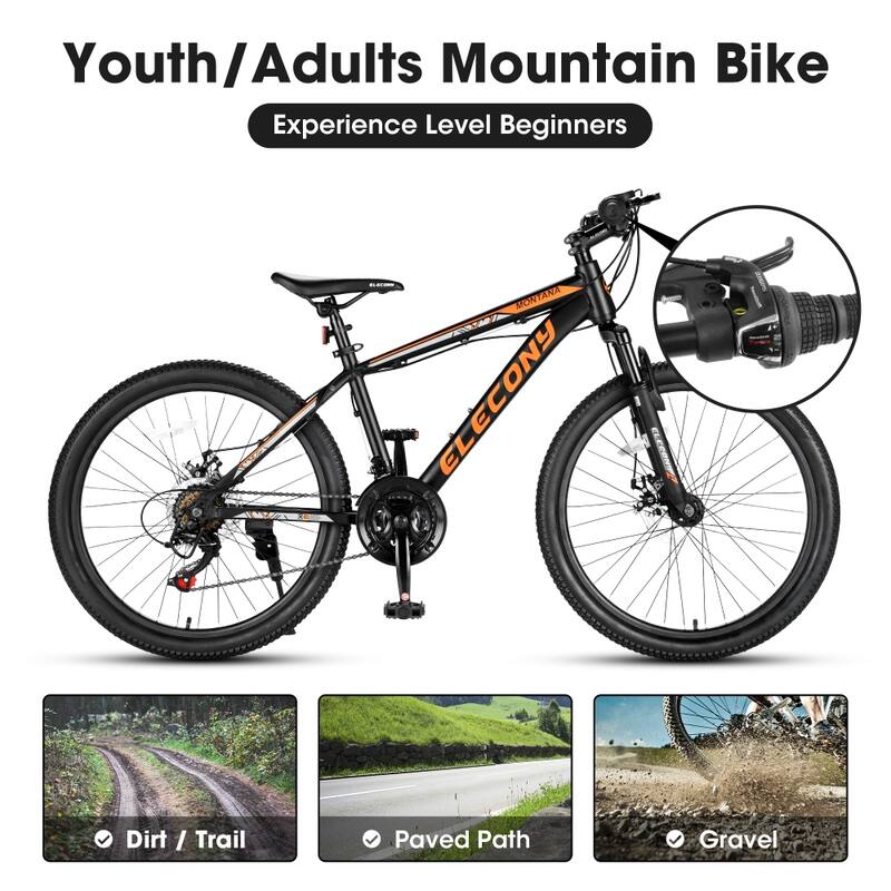 24 in. Aluminium Mountain Bike for Adults with 21-Speed Disc Brake