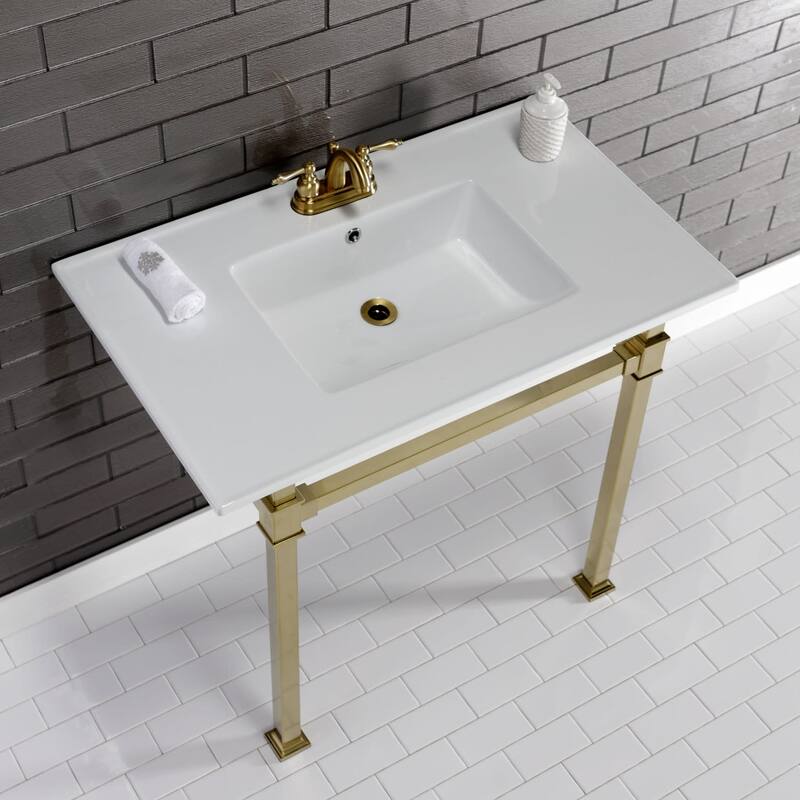 Kingston Brass KVPB37224Q Monarch 37-3/8" Rectangular Ceramic,