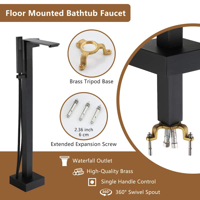 Freestanding Bathtub Faucet With Hand Shower Tub Faucets Floor Mount Tub Filler