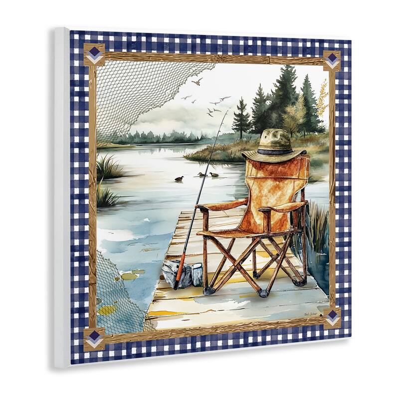 Stupell Fishing Chair on Dock Wall Plaque Art Design By Nicole DeCamp