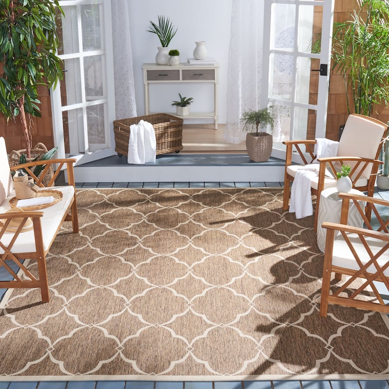 SAFAVIEH Beach House Caetana Indoor /Outdoor Waterproof Patio Backyard Rug - 5'3" x 7'6" - Beige/Cream