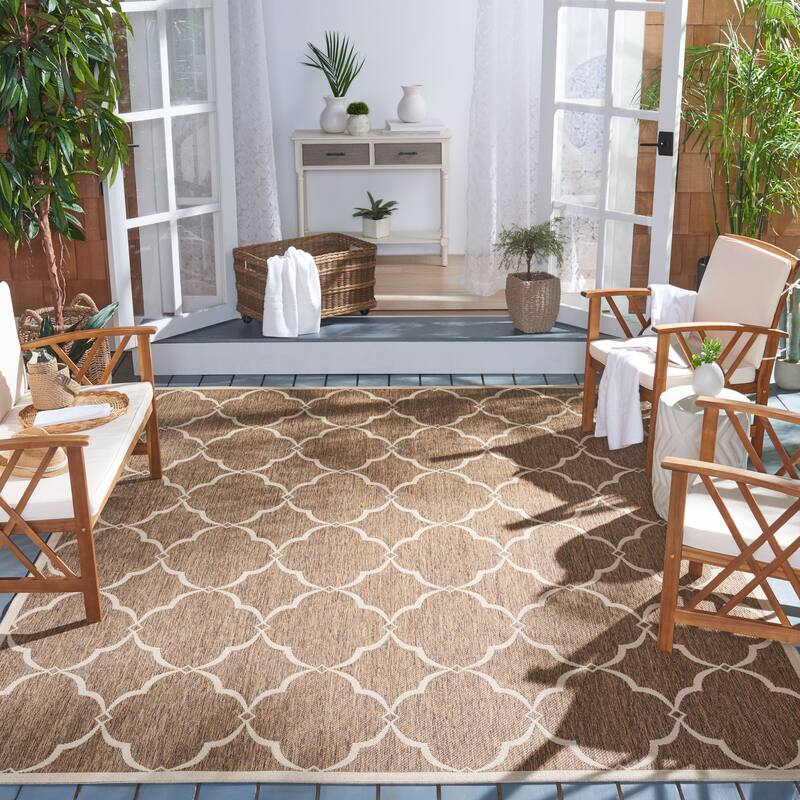 SAFAVIEH Beach House Netta Indoor/ Outdoor Waterproof Patio Backyard Rug - Beige/Cream - 5'3" x 7'6"