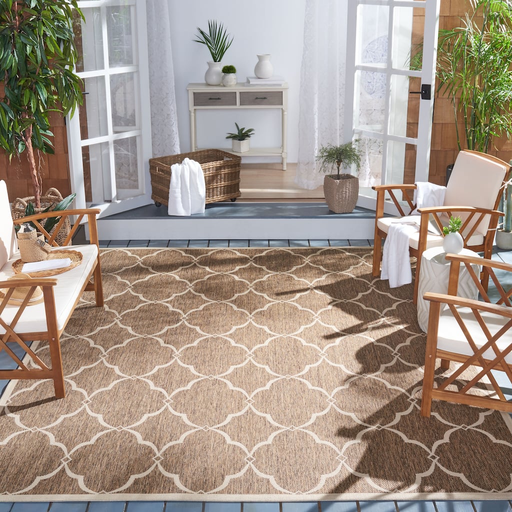 SAFAVIEH Beach House Netta Indoor/ Outdoor Waterproof Patio Backyard Rug - Beige/Cream - 5'3" x 7'6"