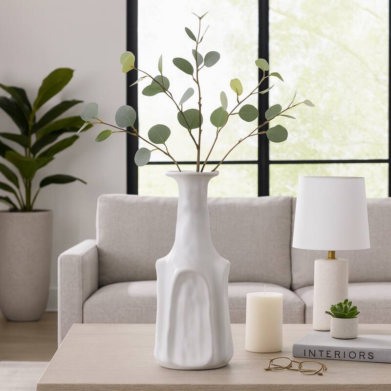 Decorative Vase - White Ceramic Sleek Design