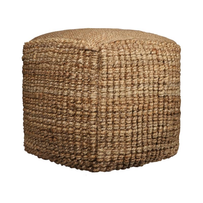 HomeRoots 18" Natural Jute Blend Cube Pouf Ottoman