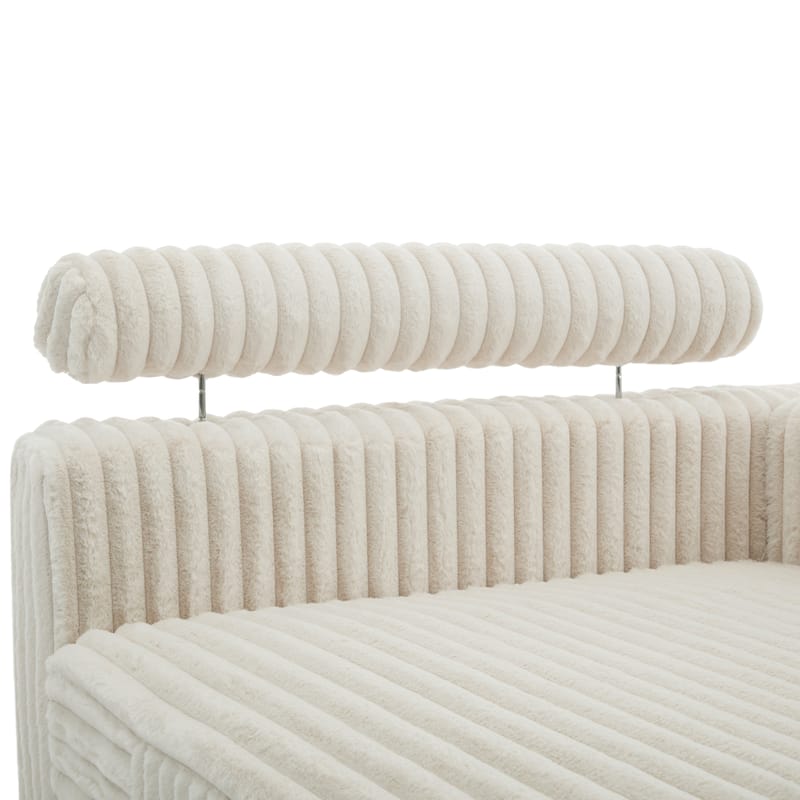 UIXE Upholstered Plush Bedroom Lounge Chairs with Left Armrest & Lumbar Pillow