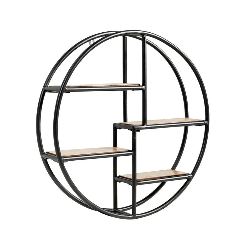 Modern Circular 4-Tier Wall Shelf for Office and Home Decor Storage - 22" x 22" x 4.5"