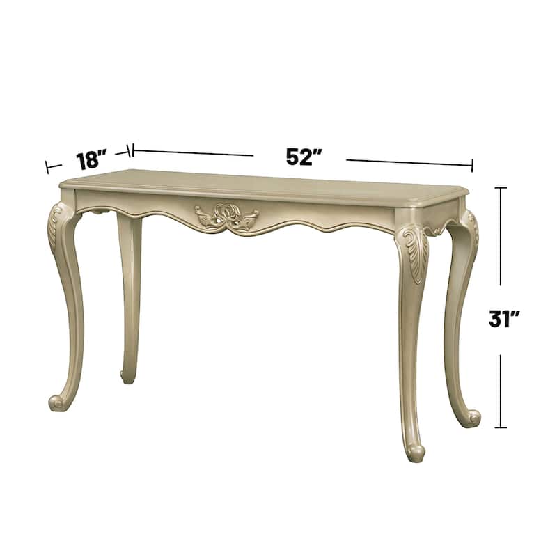 Wooden Sofa Table with Curved Legs in Champagne