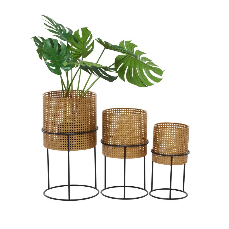 White Black or Gold Basket Style Glam Modern Planter Stands (Set of 3) - S/3 23", 19", 15"H