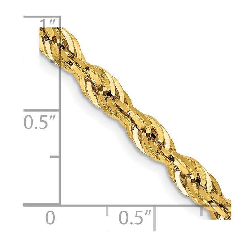 Curata 10k Yellow Gold 4.25mm Semi-solid Rope Chain Necklace (Lobster) Options: 16 18 20