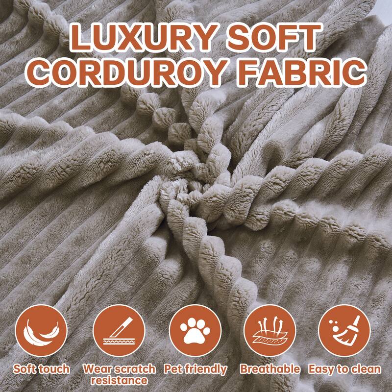 Rossetta Modern Minimalist Style L-Shape Compressed Corduroy Sectional Sofa with Right-Facing Chaise