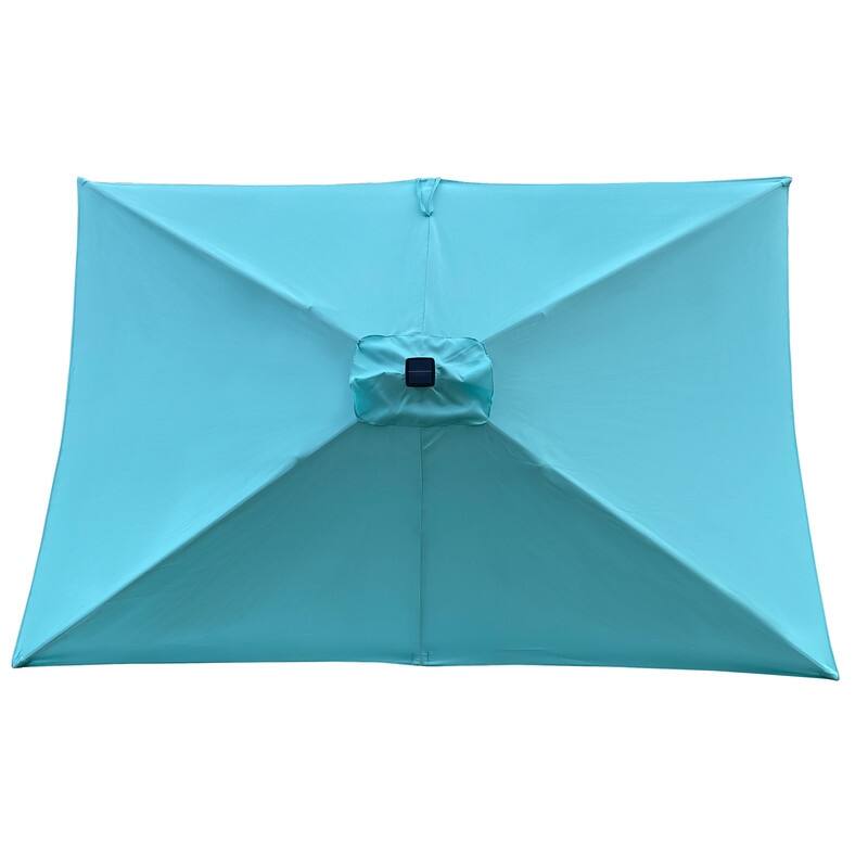 GEITIN 6.5ft Rectangular Patio Solar LED Lighted Outdoor Umbrellas with Crank