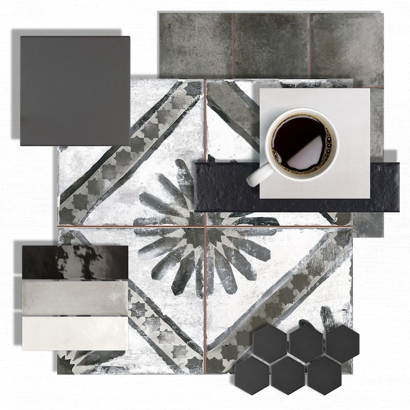 Merola Tile Kings Marrakech Charcoal Grey 17-5/8" x 17-5/8" Ceramic Floor and Wall Tile