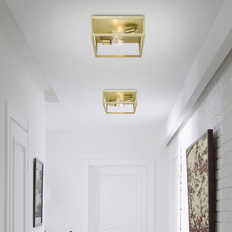 Golden Lighting Wesson 2-light Flush Mount in Olympic Gold - Olympic Gold